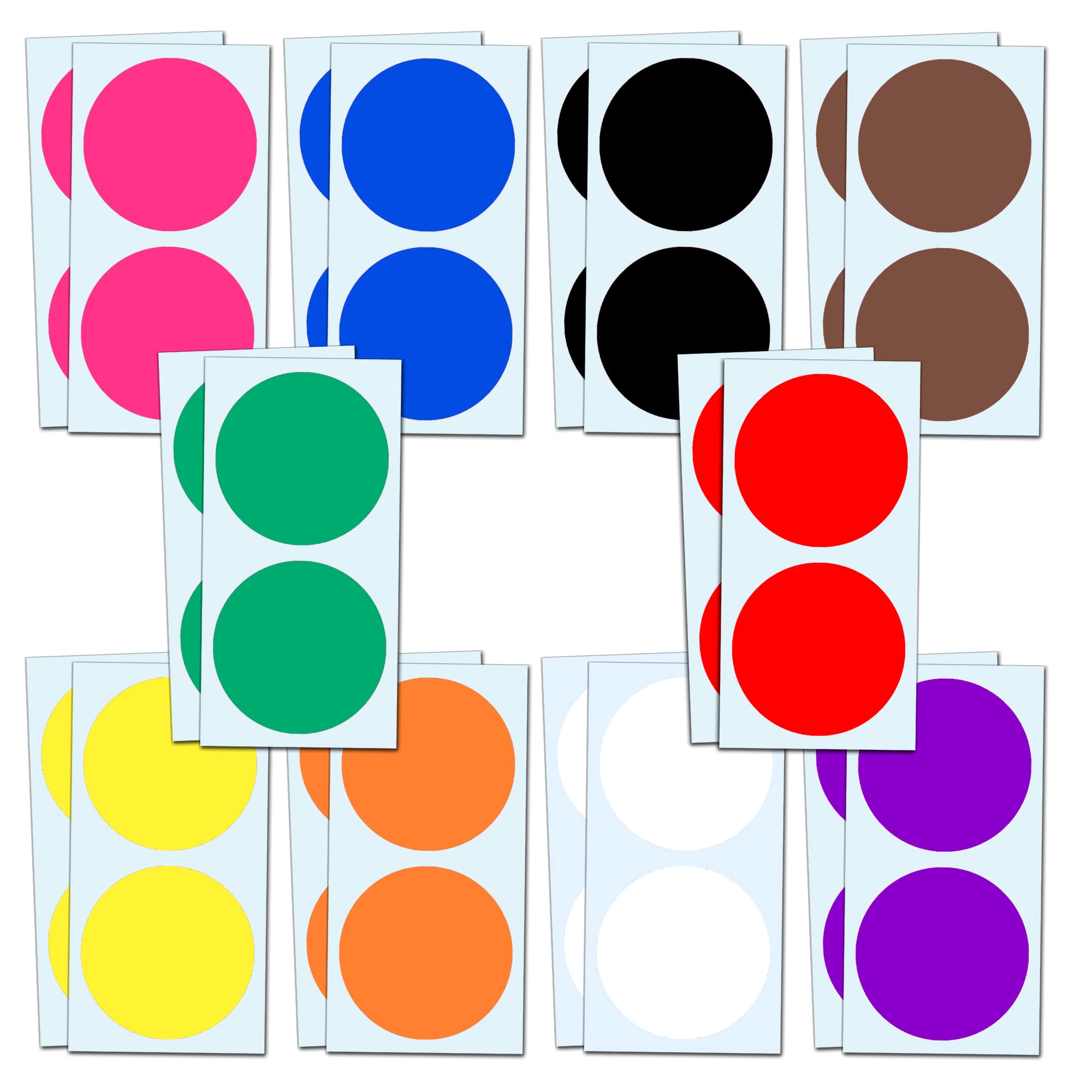 100 Pack - 7.5 cm Large Coloured Circle Stickers Labels, 10 Colours