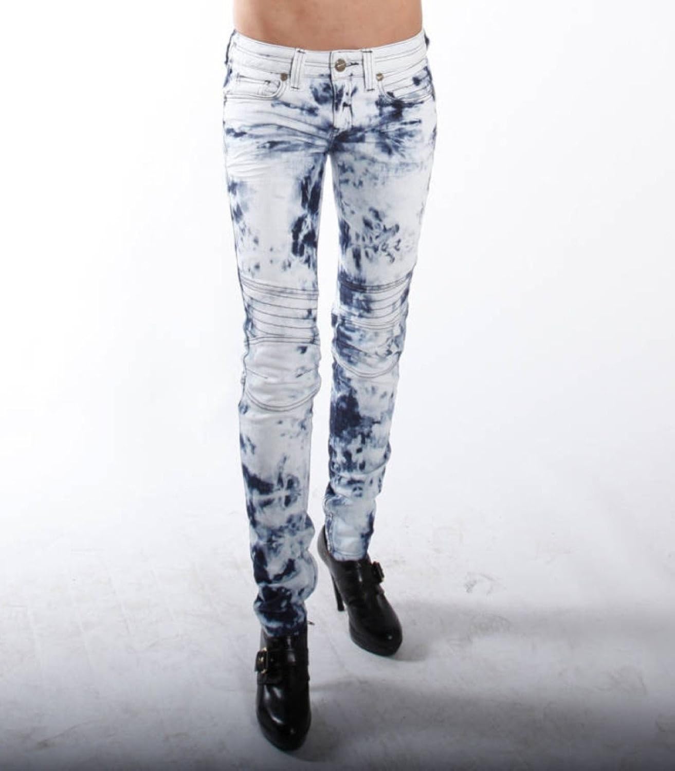 Vintage1 Blue & White Bleached Skinny Jeans at Amazon Women's Jeans store