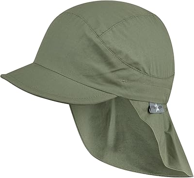 Sterntaler Schirmmütze Nacken Basic - Unisex Baby- und Kinder Mütze mit Nackenschutz Ohrenklappen und Bindeband - UV-Schutz 50+ Hut aus Popeline (Bio) - Sommer Kopfbedeckung - eisgrün - Eisgrün