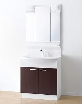 Amazon 在庫有 アサヒ衛陶 洗面化粧台 アルバ 幅750mm 両開き ダークブラウン 三面鏡 全面収納 Led 曇り止め付 Lkal750undp0mka753 一般地仕様 洗面台 750 75cm 洗面台