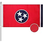 EMBROID Tennessee Flag 3x5,Tennessee State Flag Outdoor,Embroidery Technique,Tear Resistant,Sewn Stripes and Brass Grommets,Upgraded High-strength Polyester Fabric,All Weather Durable State Flags.