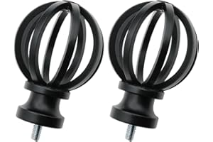 safycaby 2 PCS Finials for Curtain Rods 5/8 Inch Curtain Rod End Caps with M5 Screws Spiral Cage Type Curtain Rod Topper for Curtain Rod with 5/8 Inch Diameter Black
