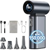 Compressed Air Duster Electric 150000RPM Super Power Mini Air Blower | 6 Gears Adjustable Rechargeable Cordless Duster for Keyboard Computer Car Home Cleaning, Replaces Compressed Air Cans