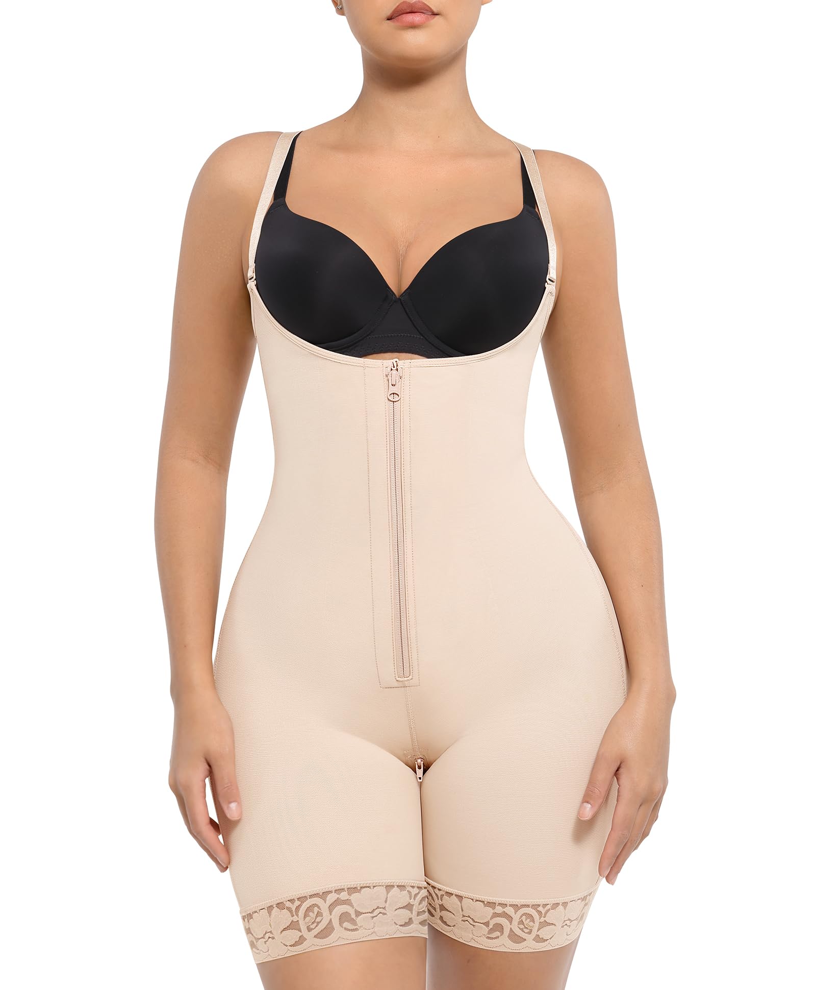 Photo 1 of FeelinGirl Shapewear for Women Tummy Control Body Shaper Triple Control Shapewear Bodysuit Beige 3XL