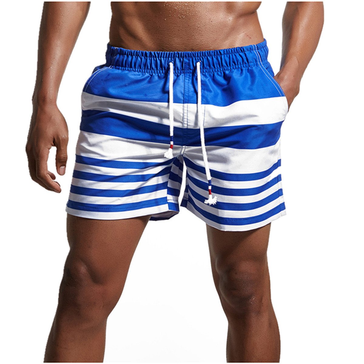 CHENHENG Mens Swim Trunks Swim Shorts Quick Dry Beach Shorts Broad Shorts with Pockets for Surfing Swimming (L_ Asia XXL -Waist:33\