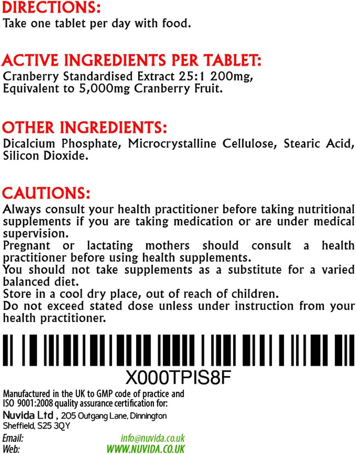 Nuvida High Strength Cranberry Tablets for Urinary infections Cystitis and UTI Support, 90 Vegan Cranberry Extract Tablets - Image 3