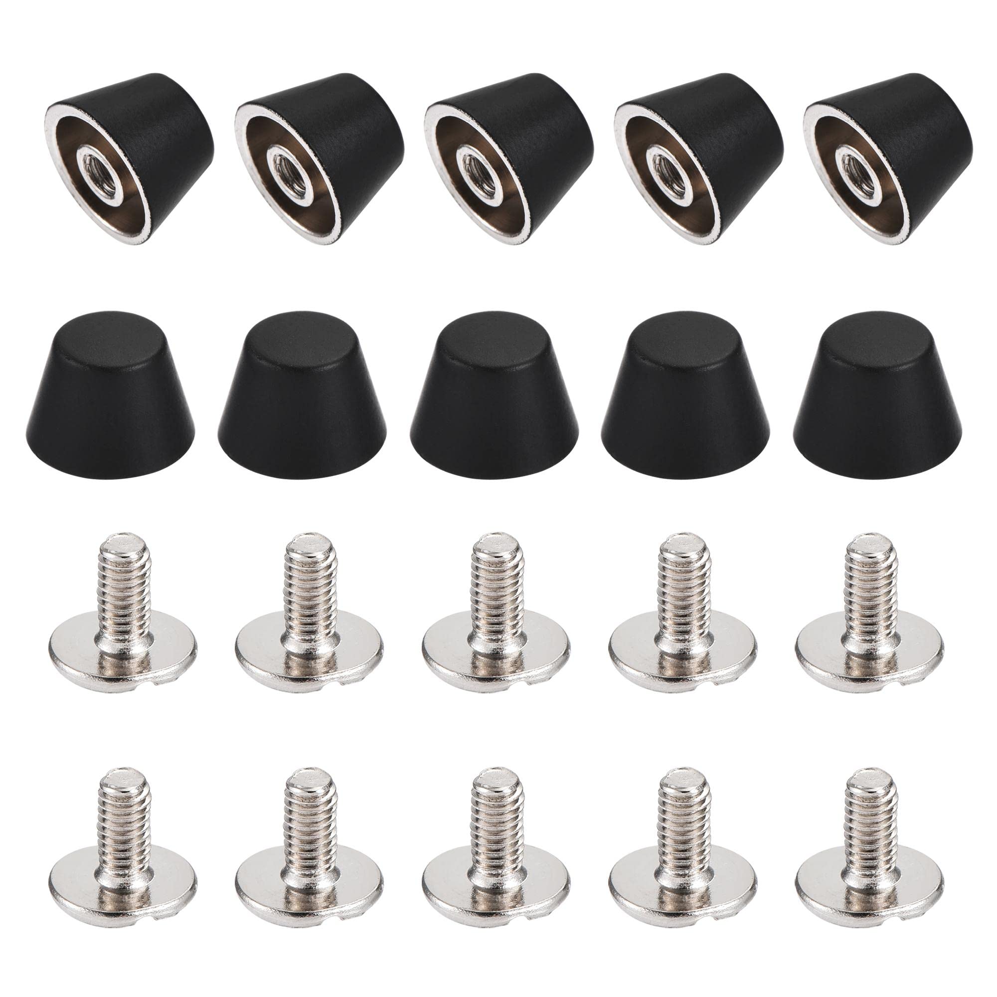 sourcing map 10x7mm Rivet Studs Screw Back Flat Hollow Feet Stud Spike for Leather Craft DIY Matt Black 10pcs