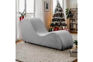 MUZZ Yoga Chaise Chair, Velvet Yoga Chaise for Adult Exercising, Relaxing, Adult Stretching, Modern Curved Yoga Chair for Bedroom, Living Room（Light Grey）