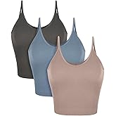ODODOS V Neck Seamless Crop Tank for Women Ribbed Knit Soft Cropped Camisole Tops