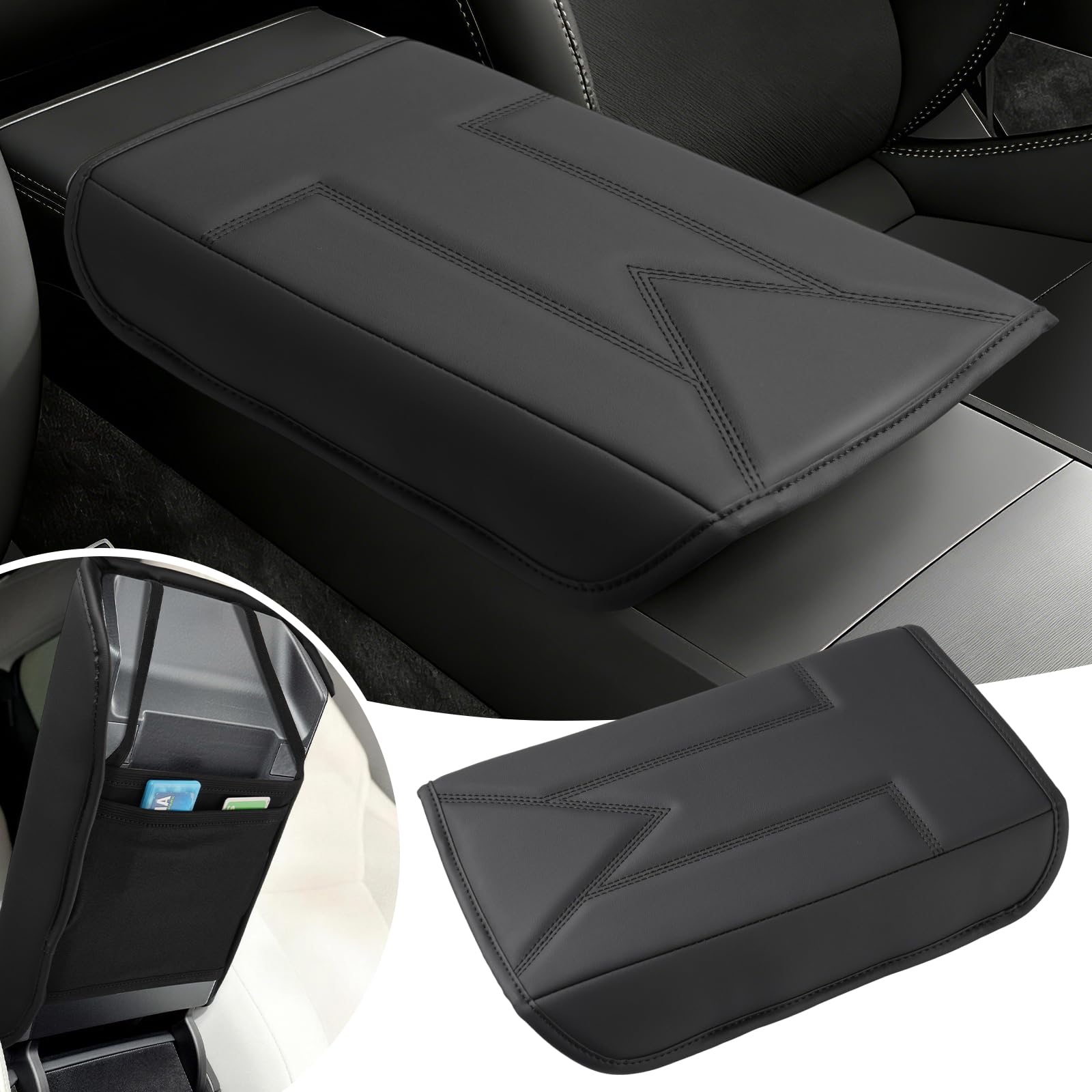 Shademax Center Console Cover for Tesla Model Y Juniper 2025-2026 / Model 3 Highland 2024-2026 Armrest Cushion Pad Arm Rest Cover Leather Console Lids Protector for Model Y Juniper Accessories Image