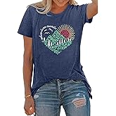YITAN Women Adventure Heart Tshirt Cute Graphic Tee Tops