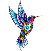 Hummingbird Gifts for Women, Hummingbird Ornament, Colorful Folk Art Acrylic Suncatcher, Vibrant Floral Bird Decoration 2025, Fantasy Nature Window Hanging Ornament, Unique Gift for Her