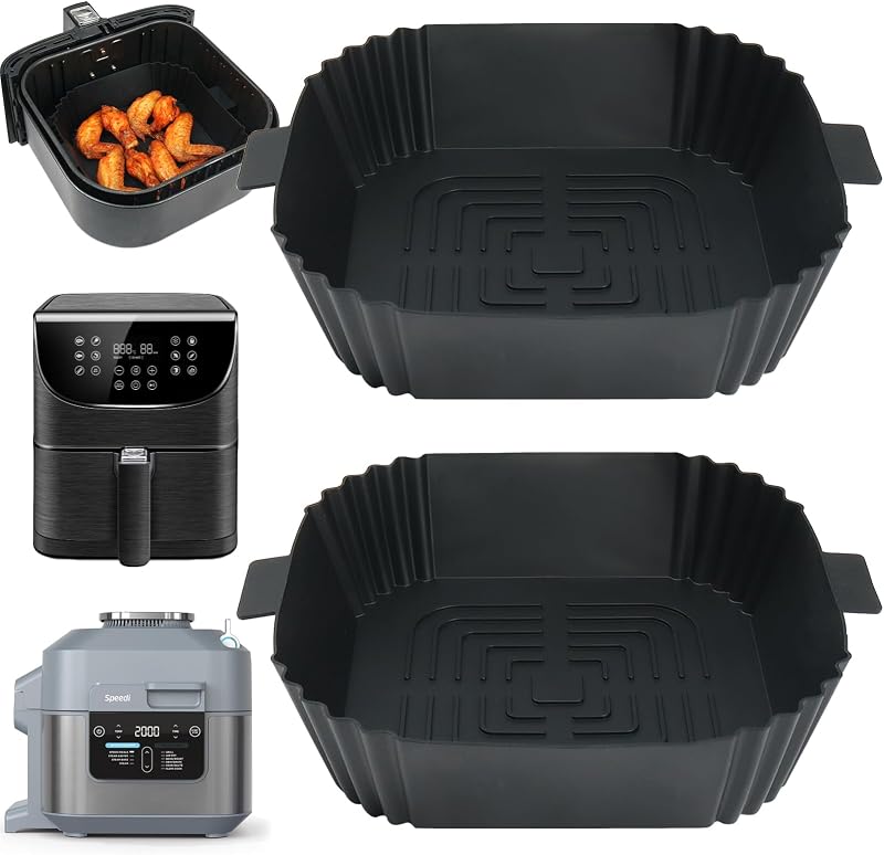 BYKITCHEN Air Fryer Silicone Liners 2 Pack for Ninja Speedi/Cosori 16.3cm