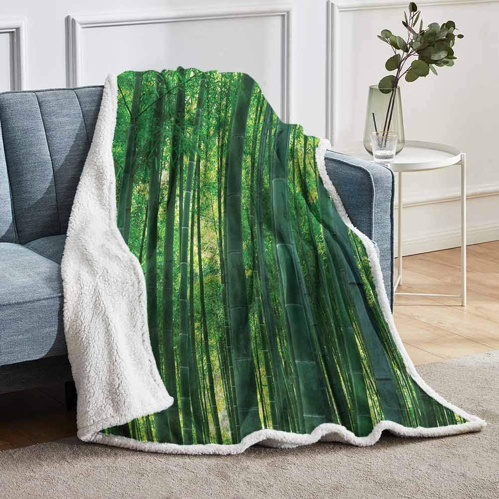 YUAZHOQI Bamboo Plush Blanket Fleece Blanket Green Wild Exotic Bamboo