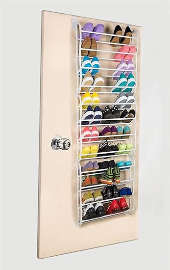 VINSANI, für 36 Paar, schwarz, Haken zum über die Türe hängen, 12 Fächer, Schuhregal, Regal, Organizer, Aufbewahrung, Ständer