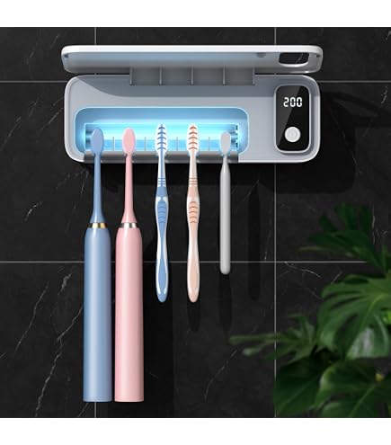 BlueBark UV Toothbrush Sanitizer Holder - Wall Mount, 5 Slots, Timer & Auto-Clean, No Drill - View #11
