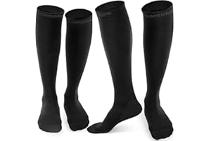 CAMBIVO 2 Pairs Compression Socks for Women and Men(20-30 mmHg), Compression Stocking for Swelling, Nurse, Flight (Black, XXL