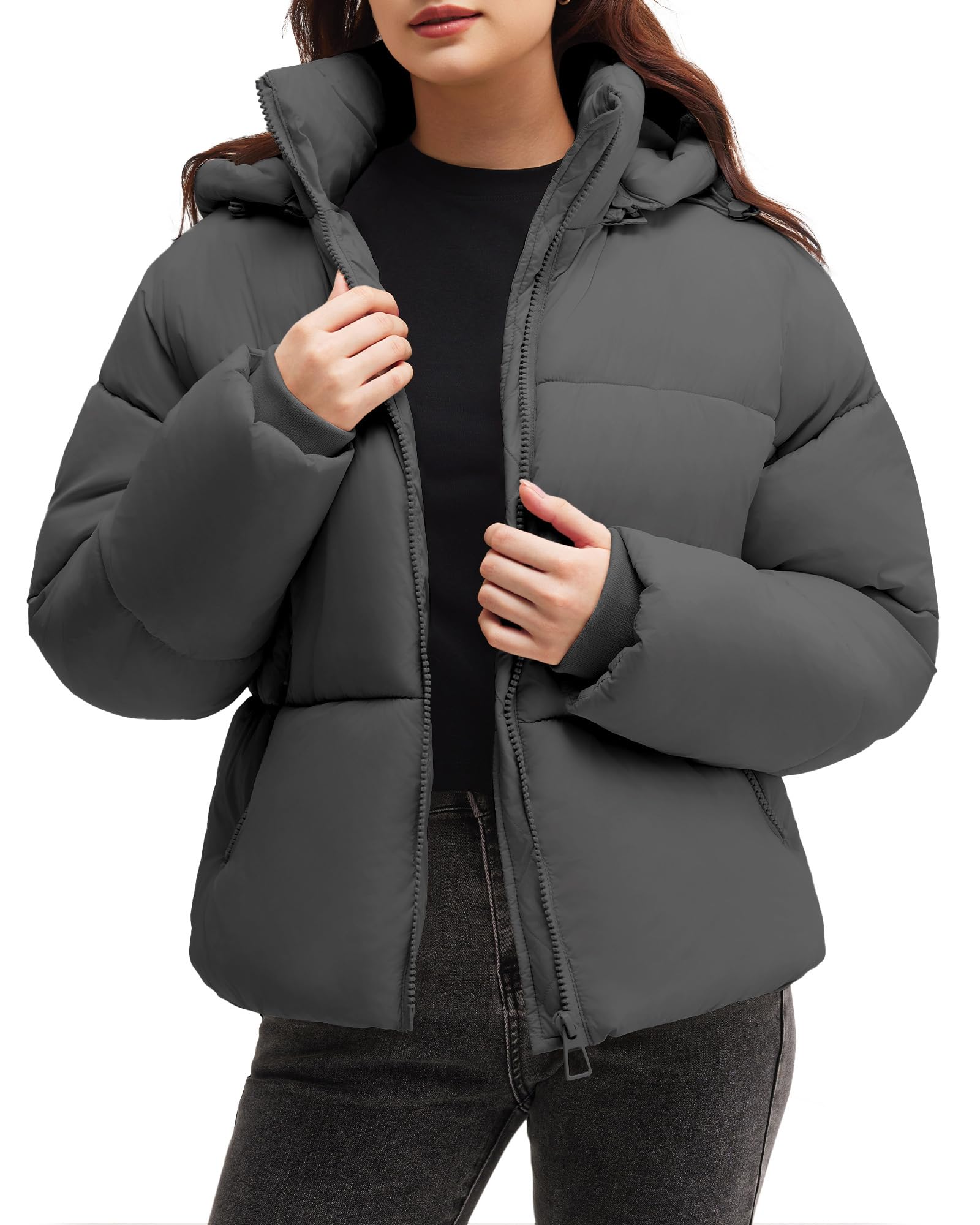 polu womens cropped puffer jackets with removable hood lightweight winter zip up padded quilted coat
