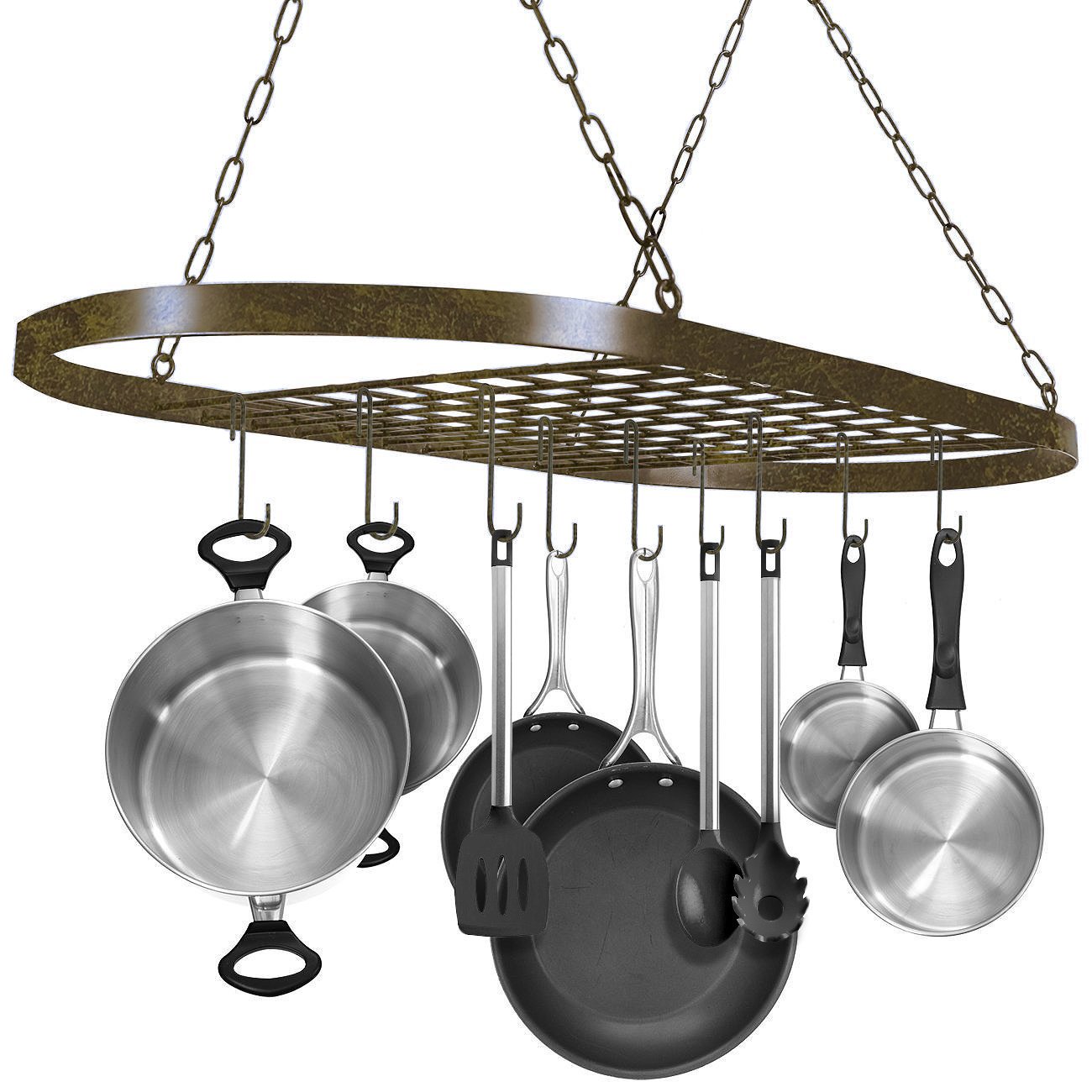 Sorbus Pot And Pan Rack For Ceiling With Hooks Decorative Oval
