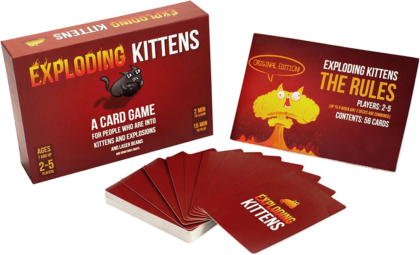 Exploding Kittens - A Russian Roulette Card Game, Easy Family-Friendly Party Games - Card Games for Adults, Teens & Kids - 2-5 Players: Toys & Games