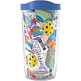 Tervis Pickleball - Spike Dink Ace Made in USA Double Walled Insulated Tumbler Travel Cup Keeps Drinks Cold & Hot, 16oz, Classic