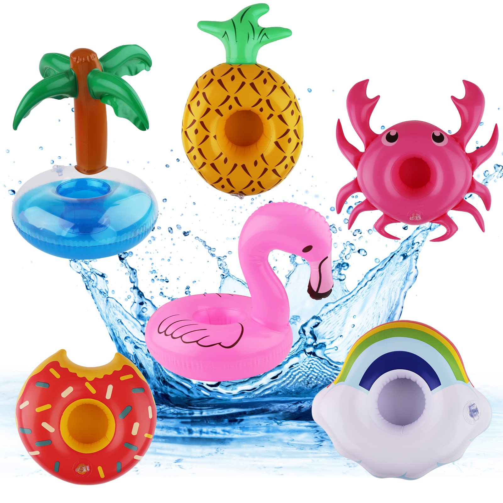 6 Pieces Inflatable Drink Holders Floats Inflatable Pool Drink Cup Floating Drinks Holder Pool Floats Accessories Cup Holder Set Inflatable Cup Coasters for Family Pool Party Hot Tub Water Fun Prop