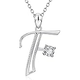 YFN Initial Necklace Sterling Silver Letters 26 Alphabet Pendant Necklace Jewelry