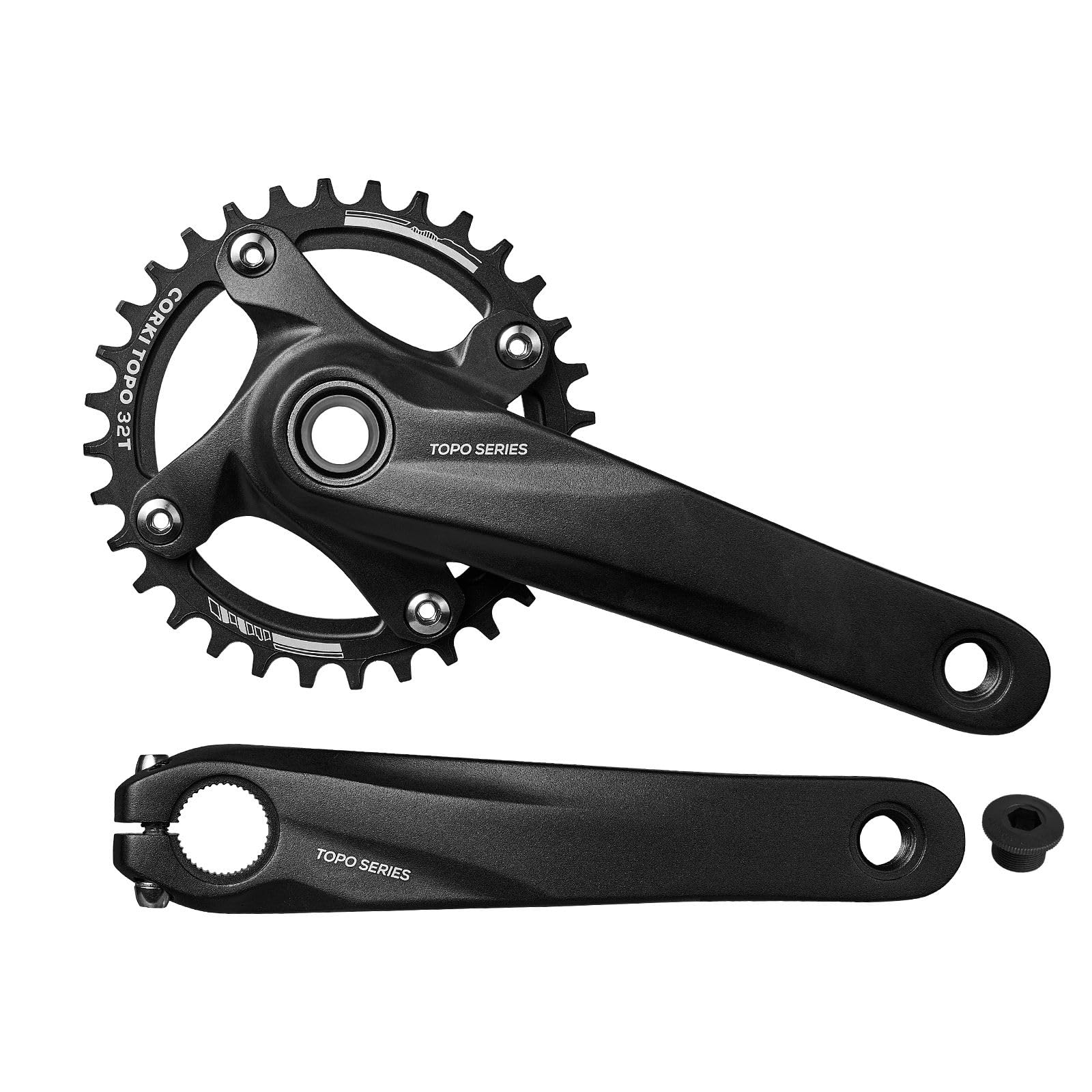 Corki Cycles Bicycle Cranksets 170mm 104 BCD Bicycle Crank Arm Set with Bottom Bracket Kit and Chainring Bolts for Road Mountain Bike 32T/34T/36T/38T (32T)