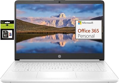 HP 14" Ultral Light Laptop for Students and Business, Intel Quad-Core, 8GB RAM, 192GB Storage(64GB eMMC+128GB Ghost Manta SD Card), 1 Year Office 365, USB C, Win 11 S