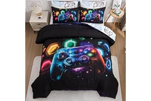 NTBED Game Console Comforter Set for Boys Girls Kids Space Universe Gaming Geometric Lightweight Microfiber Gamer Bedding Sets (Multi, Queen)