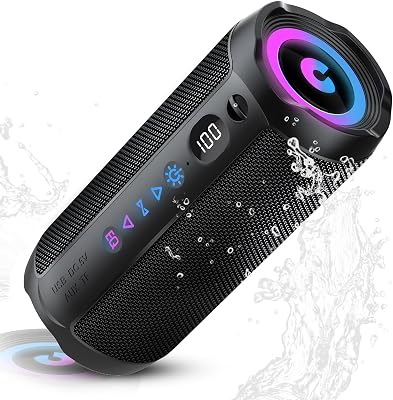 Altavoz Bluetooth Portátil 25W, Potente Altavoz Bluetooth, Altavoces Graves Duales, 25H Reproducción, IPX7, RGB, Emparejamiento TWS, AUX, TF, USB, Ideal Para Actividades Aire Libre, Fiestas,Viajes.