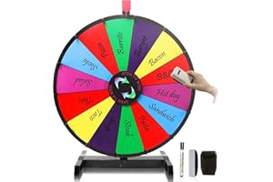 Hooomyai 18" Tabletop Spinning Prize Wheel 14 Slots with Durable Base Stand, Spin Wheel for Prizes Dry Erase Fortune Spinner Wheel with Dry Erase Markers and Eraser for Carnival Trade Show Party