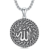 Seiyang Allah Necklace Sterling Silver Islamic Pendant Muslim Islam Jewelry Gift for Men Women Mother Wife Husband - 2mm 22+2 In Rolo Chain (with Gift Box)