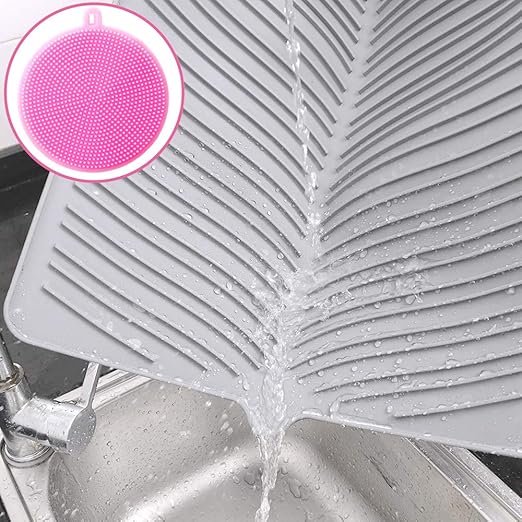 Dish Drying Mat, Extra Large Silicone Draining Board Mats with Silicone