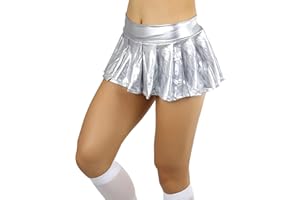 ToBeInStyle Women’s Flirty Metallic Pleated Festival Ultra Micro-Mini Rave Skirt