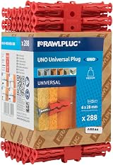 Rawlplug Uno Universal Wall Plug 6mm Red Masonry Concrete Plasterboard 288 view 2