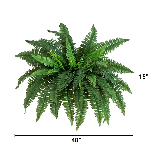 NEARLY NATURAL 40IN HANGING ARTIFICIAL BOSTON FERN PLANT SET OF 2 – REALISTIC FAUX GREENERY FOR INDOOR HOME, OFFICE, AND BATHROOM DECOR