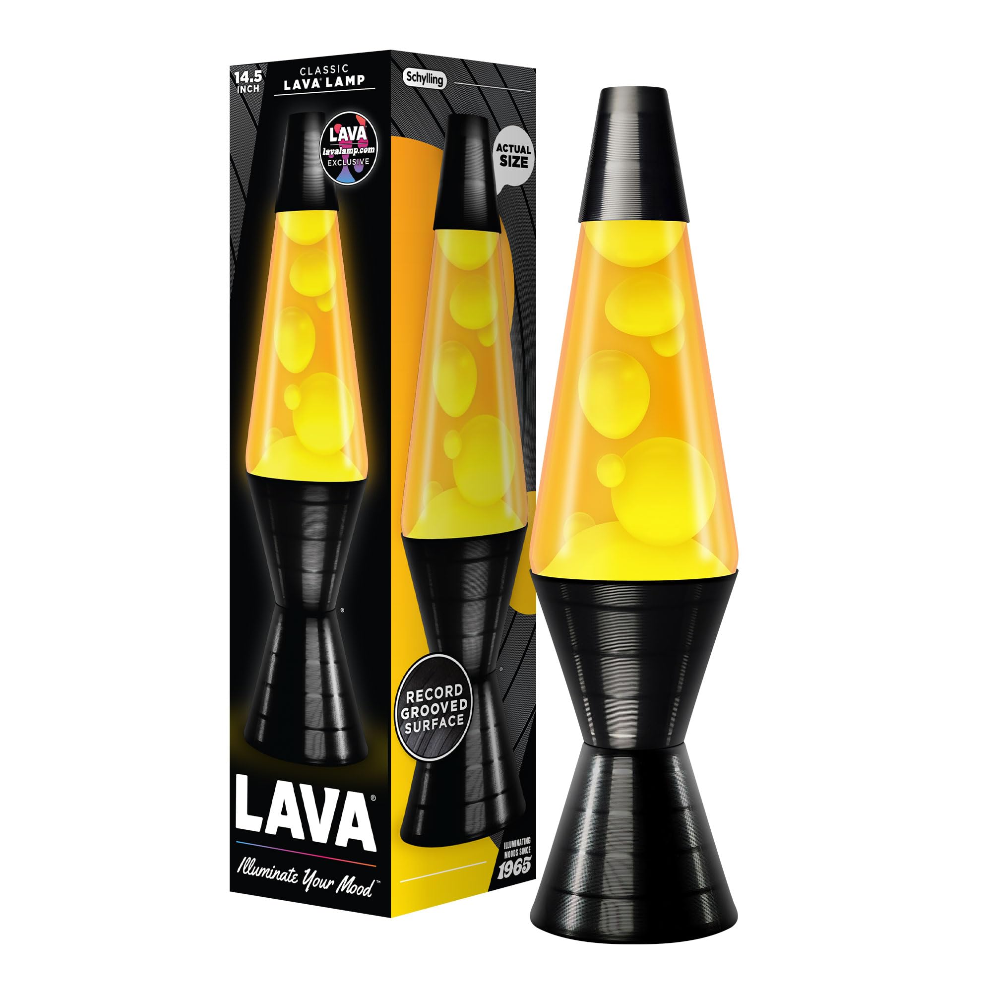 Photo 1 of **POSSIBLY FOR PARTS/ UNTESTED UNKNOWN DAMAGES** Lava® Lamp - 14.5'' Vinyl Record Grooved Base - The Original Motion Light - Yellow Wax and Orange Liquid - Item #2017