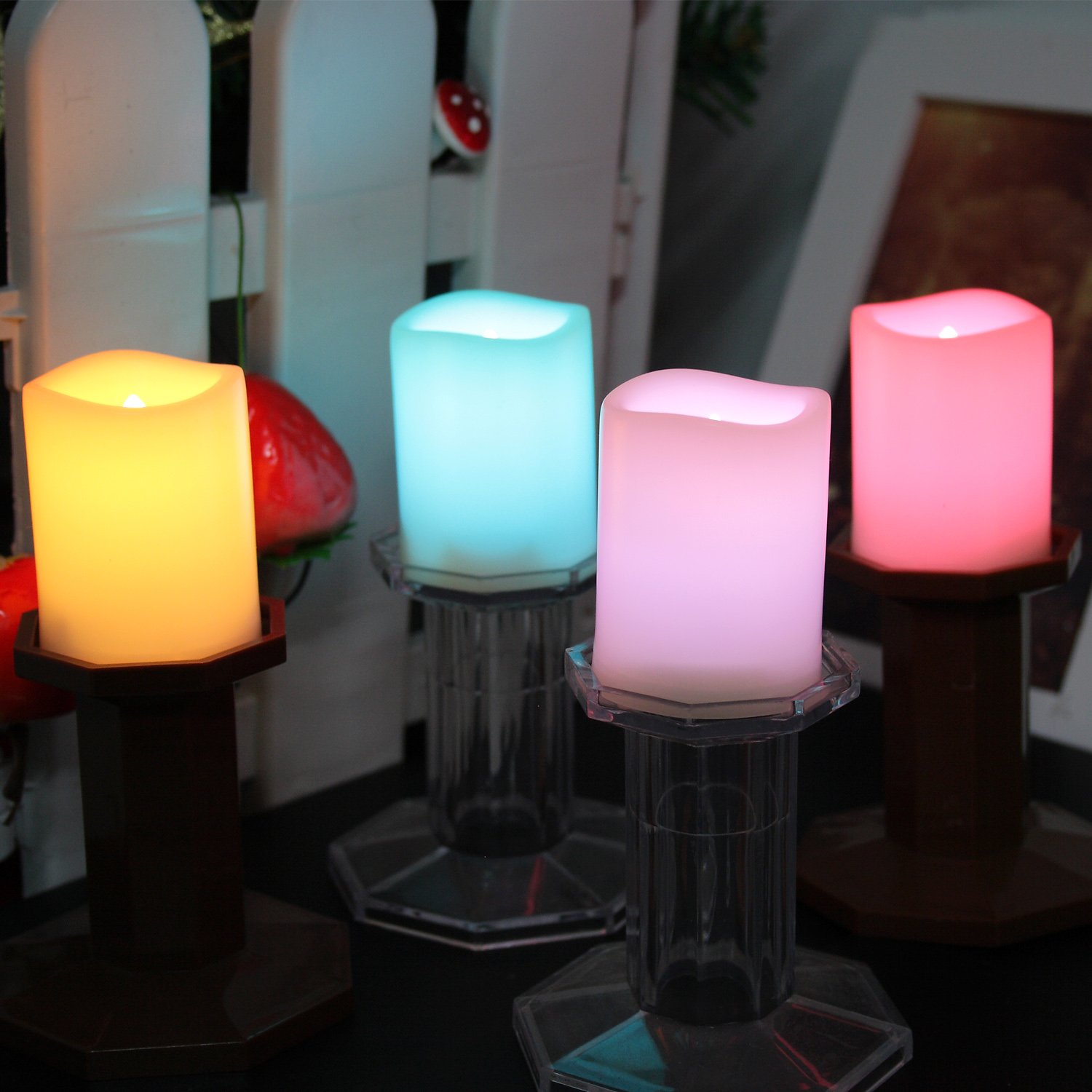 Color Changing Multi color Flameless LED Votive Candles Remote Timer 10