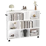 VECELO Book Cart, Library Wood Rolling Book Truck