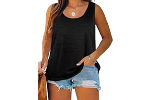 HALOUMONING Plus Size Tank Tops for Women Summer Sleeveless Scoop Neck T-Shirts Tops Casual Tees Tunics Shirts