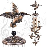 Hummingbird Wind Chimes for Garden, Gifts for Mom, Home, Balconies, Room, Patio, Indoor, Outdoor Hummingbirds Decoration, Hummingbird Wind Catcher, Bronze Memorial Wind Bell, Bird Wind Chimes Decor