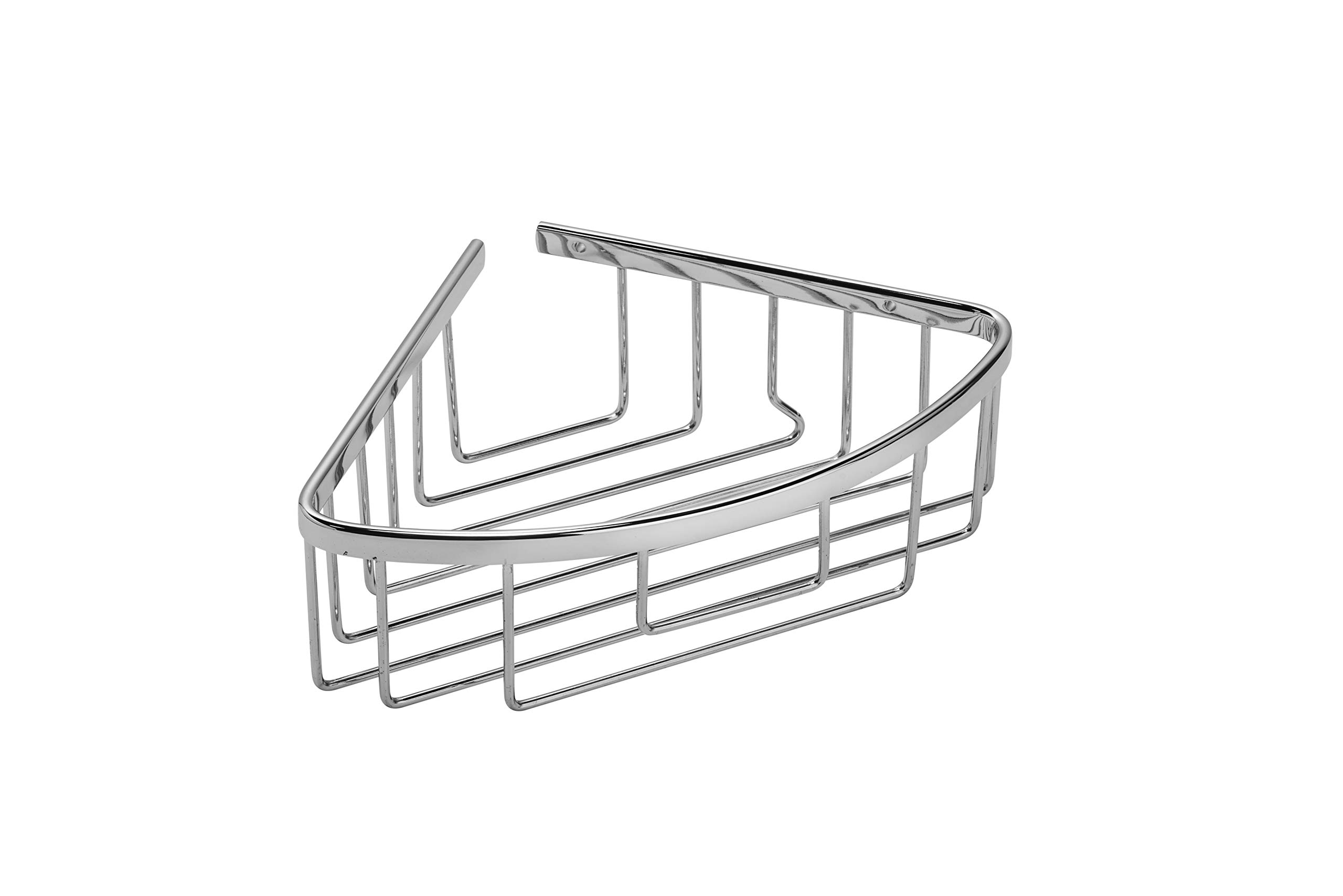 Croydex Slimline Aluminium Corner Shower Caddy - Rust Free Bathroom Accessories for Additional Storage, Chrome Plated Corner Shower Shelf, Dimensions: H35 x W273 x D190mm