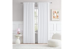 DUALIFE Pure White Curtains 96 Inches Long, White Room Darkening Curtains Back Tab/Rod Pocket Bedroom Draperies, Thermal Insulated Window Treatment Panels 52 x 96 Inch, 2 Panels
