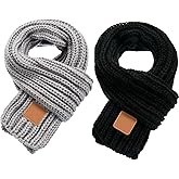 Zhanmai 2 Pcs Toddler Scarf Kids Warm Set Winter Knit Scarves Soft Neck Warmer for Boys Girls Children
