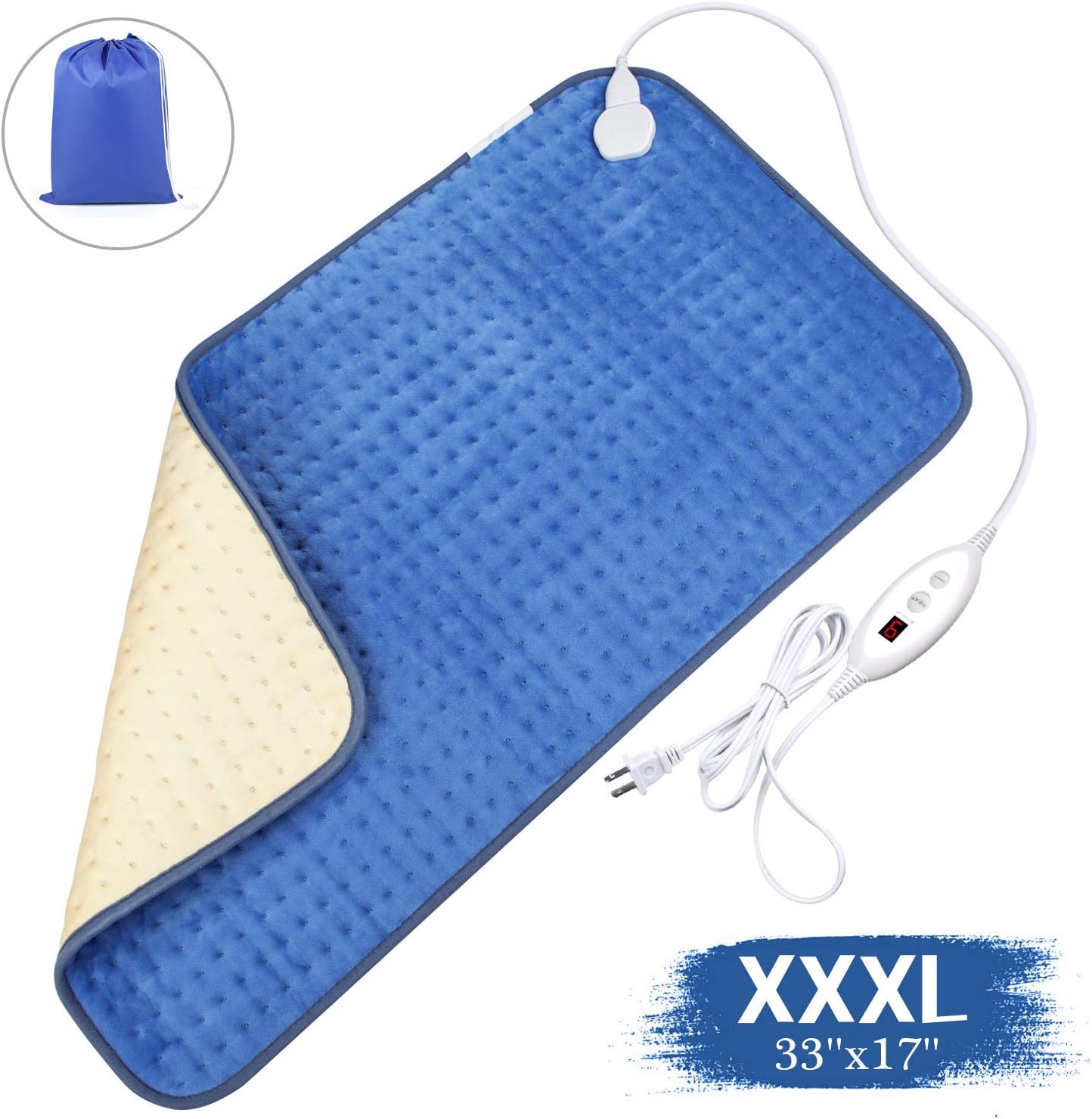 Heating Pad for Back Pain and Cramps Relief - Extra Large 17"x33" - Electric Heating Pads with 6 Heat Settings, Auto Shut Off Timer, Moist Heat Therapy Pad for Neck, Shoulder, Knee, Machine Washable