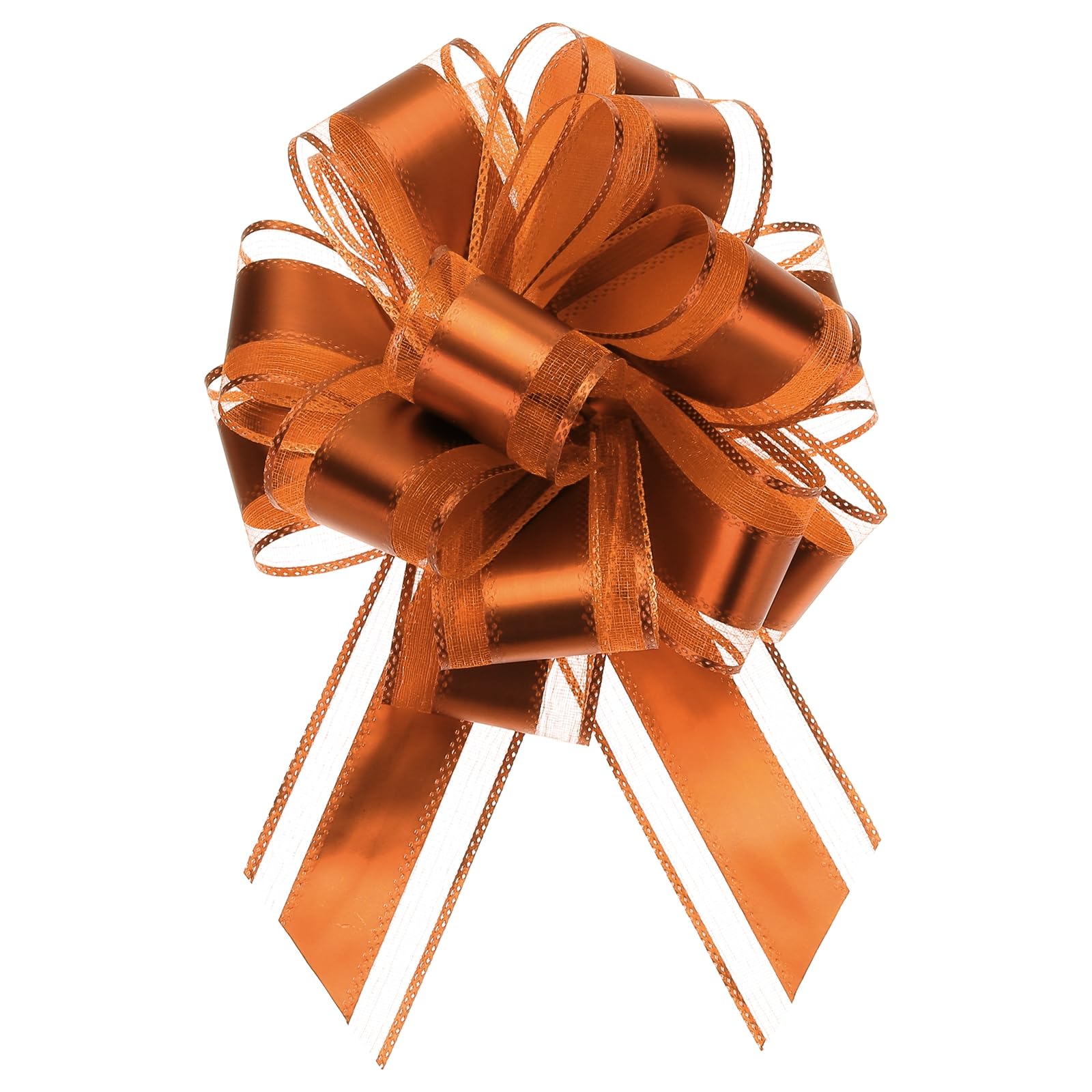 Uxcell 12pcs 8 Inch Extra Large Pull Bow Metallic Gift Wrapping Bows Ribbon Organza Coffee for Wedding Baskets Presents Christmas Party