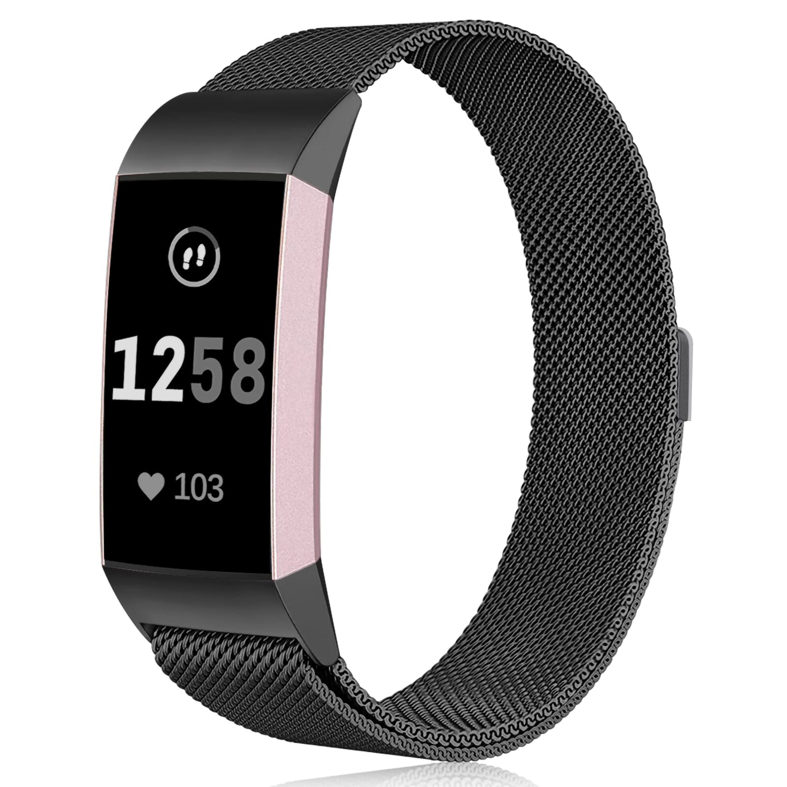 Faliogo Replacement Band Compatible with Fitbit Charge 3 Bracelet/Fitbit Charge 4 Bracelet, Adjustable Stainless Steel Metal Band for Women Men, Small Black โ image 1
