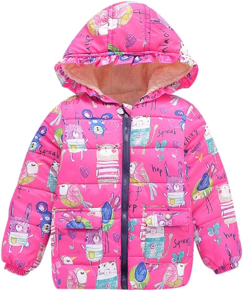 Geetobby Toddler Coat Baby Boys Girls Winter Warm Hooded Floral Jacket Outwear