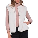 Allegra K Faux Fur Vest for Women Button Down Sleeveless Open Front Winter Fuzzy Fleece Vests Jacket Outerwear 2025